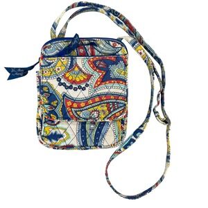 Vera Bradley Mini Hipster Crossbody Bag Blue Red Yellow Paisley Quilted Cotton
